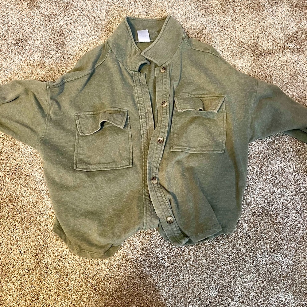 Cropped Green Shacket